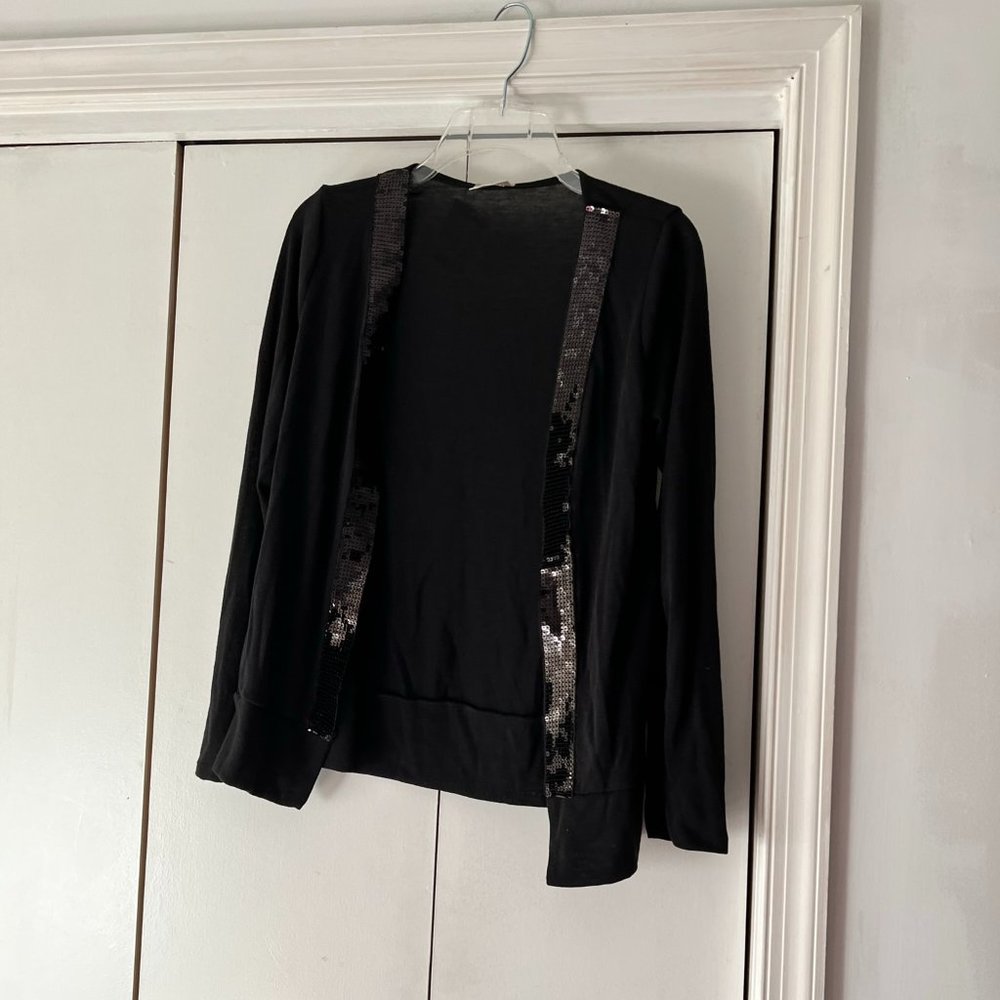 NWT! Pretty Good Open Front, Sequin Black Blazer - Size Medium